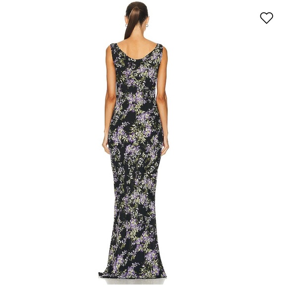 Norma Kamali Deep Drape neck Gown Lavendar Floral. Size Small & only worn once - Picture 4 of 4